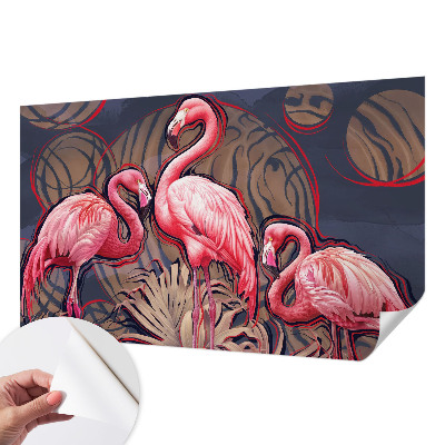 Children's wall mural with a pink flamingo motif