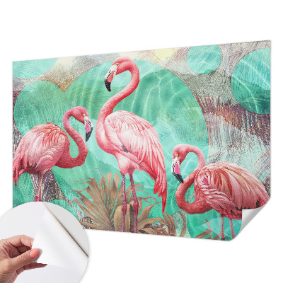 Nursery wall mural with an exotic birds design