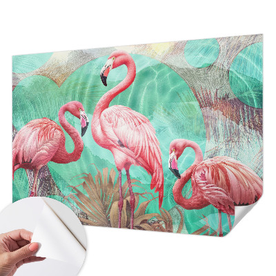 Nursery wall mural with an exotic birds design