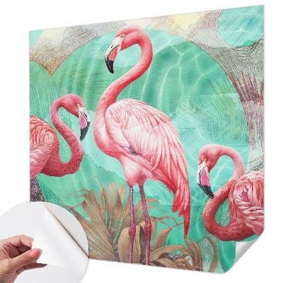 Nursery wall mural with an exotic birds design