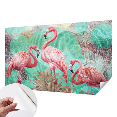 Nursery wall mural with an exotic birds design