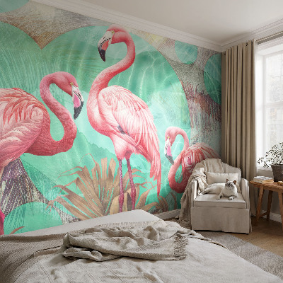 Nursery wall mural with an exotic birds design