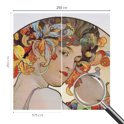 Baby room wall mural with a colorful Art Nouveau design