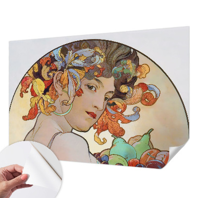 Baby room wall mural with a colorful Art Nouveau design