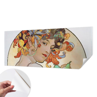 Baby room wall mural with a colorful Art Nouveau design