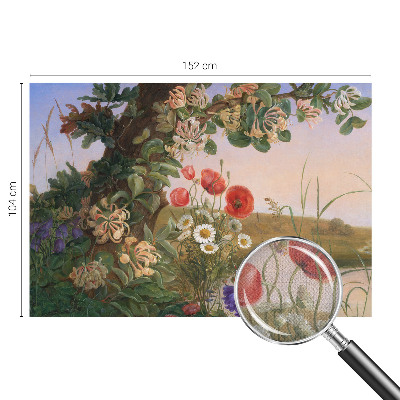 Peel and stick wallpaper mural with a floral idyll design