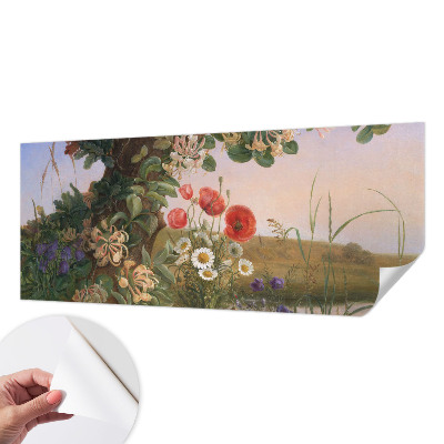 Peel and stick wallpaper mural with a floral idyll design