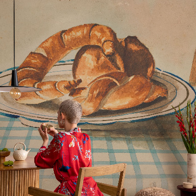 Self-adhesive photo wallpaper with a kitchen baked goods motif
