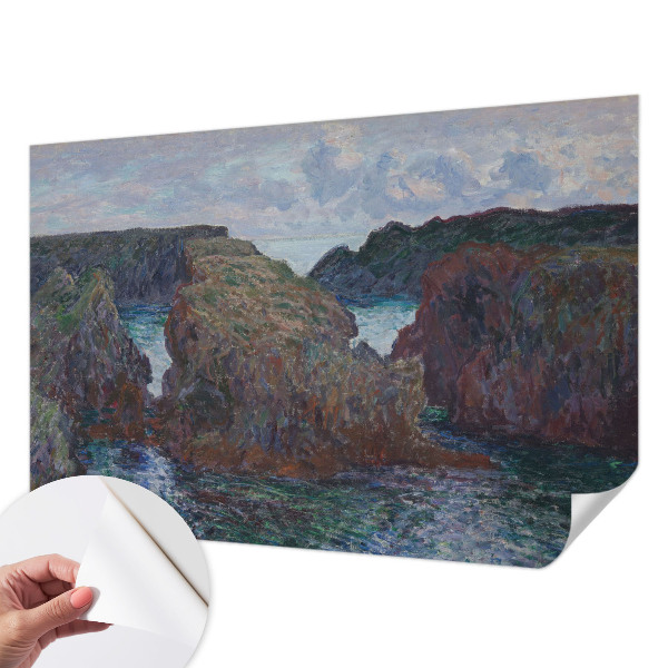 Self-adhesive wall mural with a rocky coast motif