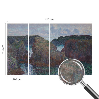 Self-adhesive wall mural with a rocky coast motif