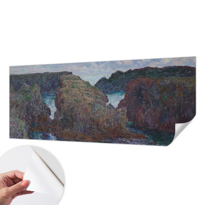 Self-adhesive wall mural with a rocky coast motif