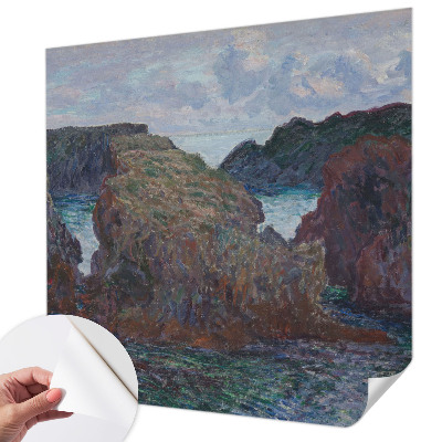 Self-adhesive wall mural with a rocky coast motif