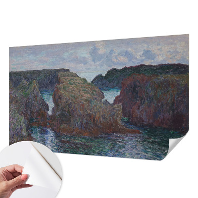 Self-adhesive wall mural with a rocky coast motif