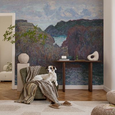 Self-adhesive wall mural with a rocky coast motif