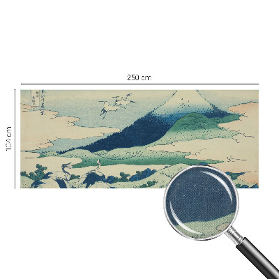 Peel and stick wall mural for bedroom with a cranes and mountains design