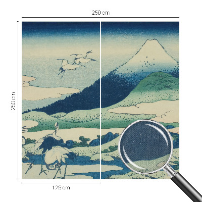 Peel and stick wall mural for bedroom Cranes and mountains