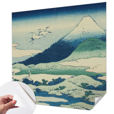 Peel and stick wall mural for bedroom Cranes and mountains