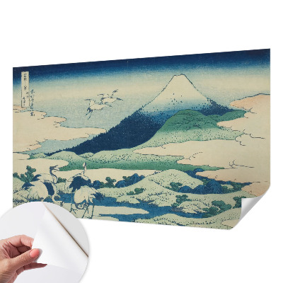 Peel and stick wall mural for bedroom Cranes and mountains