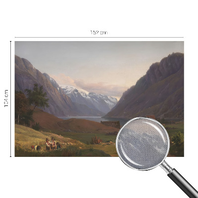 Peel and stick wall mural for living room with a mountain panorama design