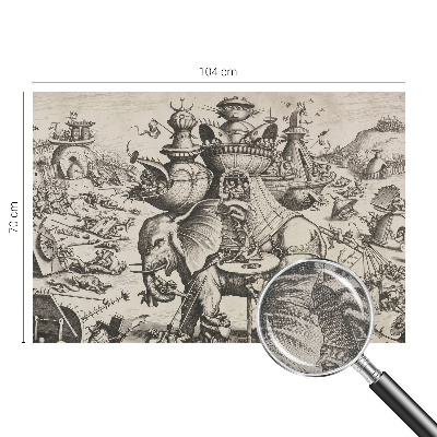 Peel and stick wall mural for kids' room with a playful grotesque battle design