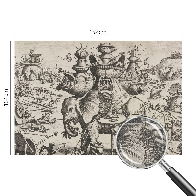 Peel and stick wall mural for kids' room with a playful grotesque battle design