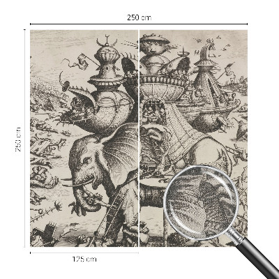 Peel and stick wall mural for kids' room with a playful grotesque battle design