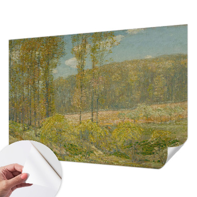 Baby room wall mural with a forest landscape design