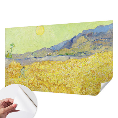 3D photo wallpaper mural featuring a wheat field scene