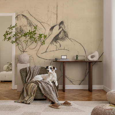 Nursery wall mural with an artistic, elegant design suitable for a child's room