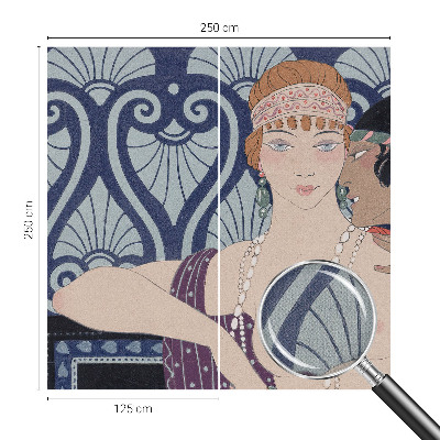 Peel and stick wall mural featuring an artistic depiction of a couple