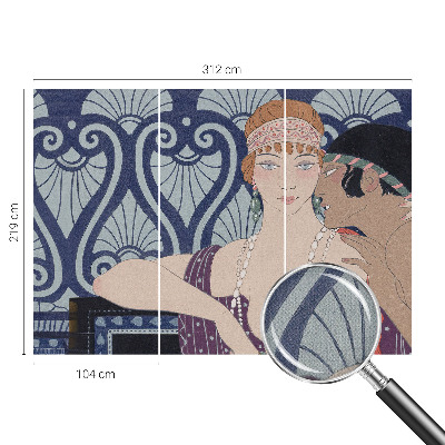Peel and stick wall mural featuring an artistic depiction of a couple