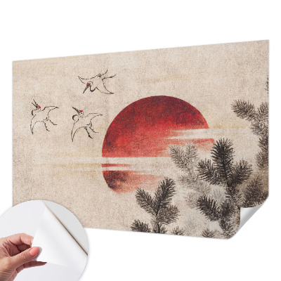 Removable wall mural with an eastern forest design