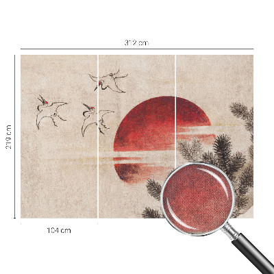 Removable wall mural with an eastern forest design