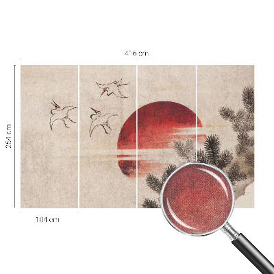 Removable wall mural with an eastern forest design