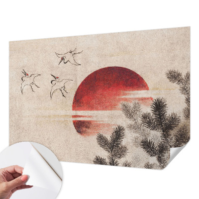 Removable wall mural with an eastern forest design