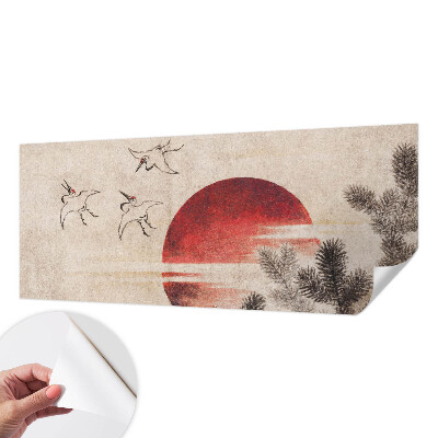 Removable wall mural with an eastern forest design