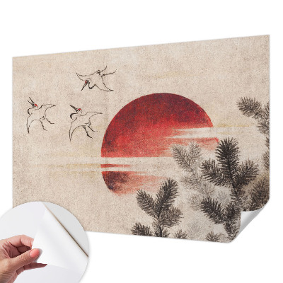 Removable wall mural with an eastern forest design