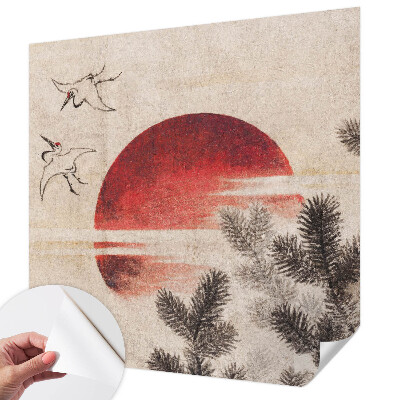 Removable wall mural with an eastern forest design