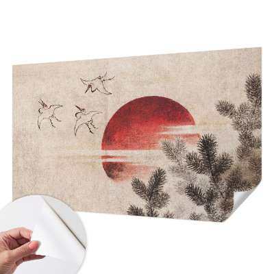 Removable wall mural with an eastern forest design