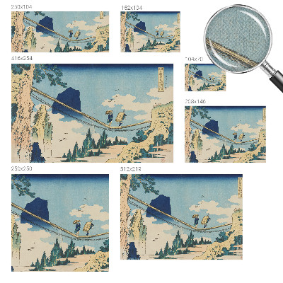 Stick-on wall mural with a mountain bridge design