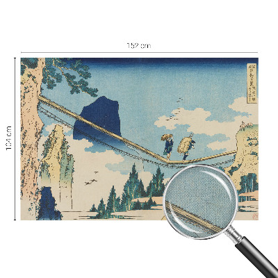 Stick-on wall mural with a mountain bridge design