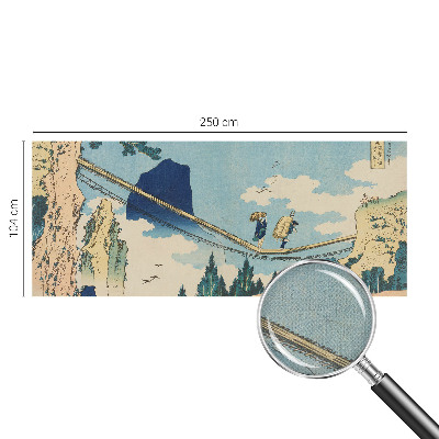 Stick-on wall mural with a mountain bridge design