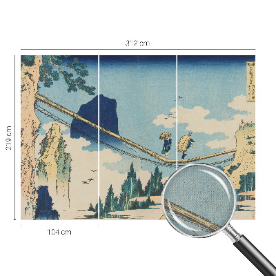 Stick-on wall mural with a mountain bridge design