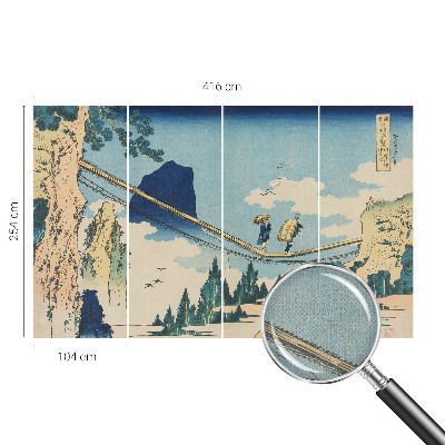 Stick-on wall mural with a mountain bridge design
