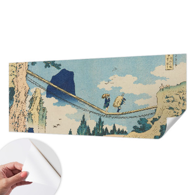 Stick-on wall mural with a mountain bridge design