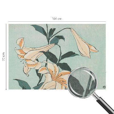 Removable wall mural wallpaper with a delicate lilies motif
