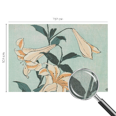 Removable wall mural wallpaper with a delicate lilies motif