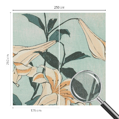 Removable wall mural wallpaper with a delicate lilies motif