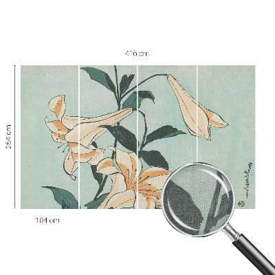 Removable wall mural wallpaper with a delicate lilies motif