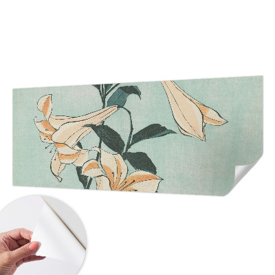Removable wall mural wallpaper with a delicate lilies motif